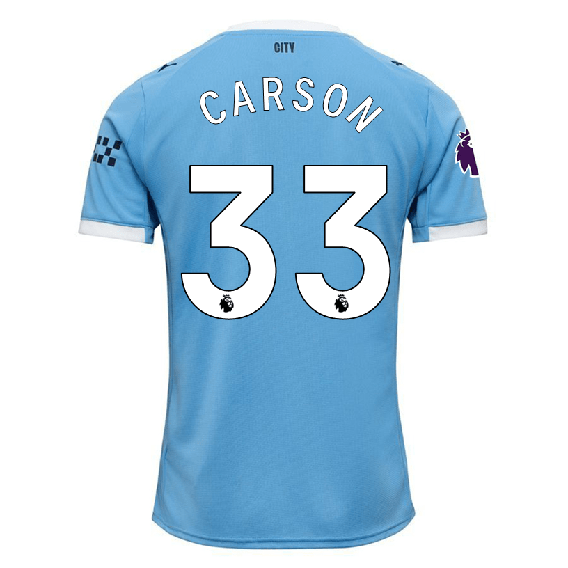 Puma Scott Carson Manchester City Home Jersey 25/26 w/ EPL + Sponsor Patch (Team Light Blue/Puma White) | SoccerWearhouse