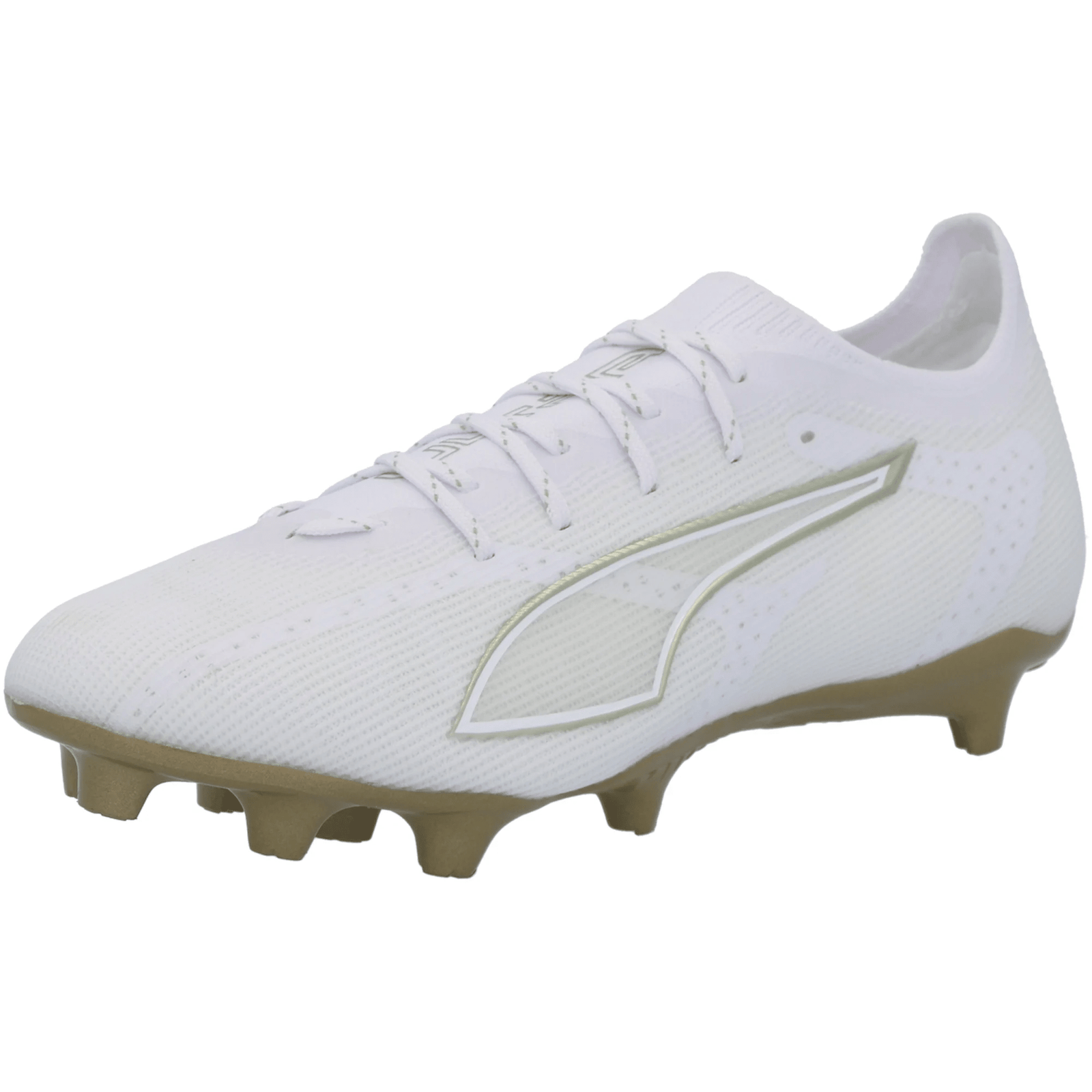 Puma Ultra 6 Pro FG/AG Soccer Cleats (White/Gold) | SoccerWearhouse