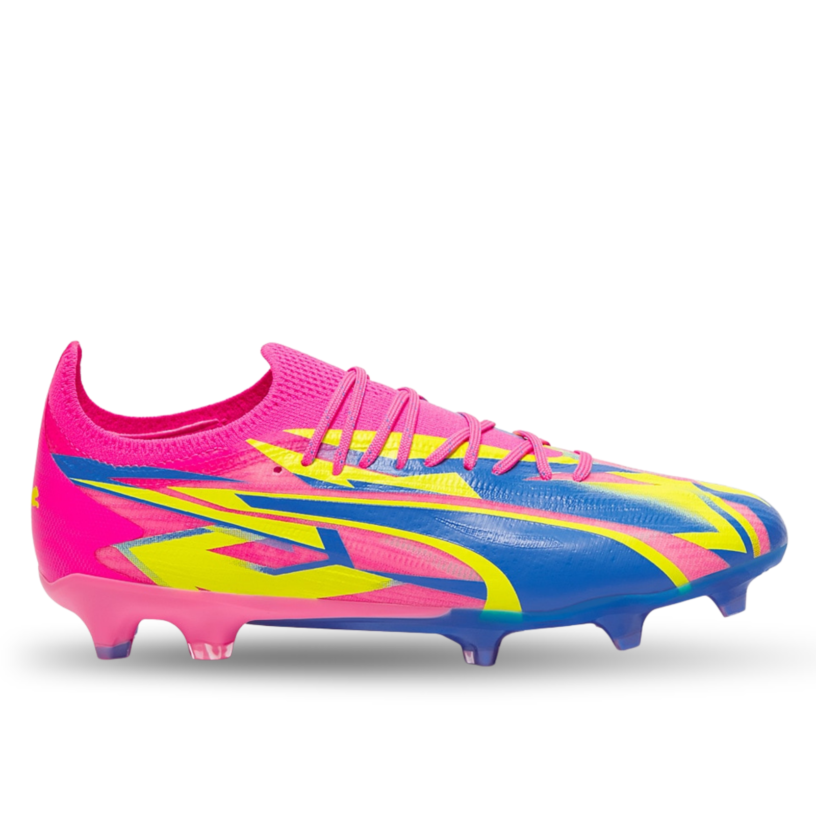 Puma Ultra Ultimate Energy FG/AG Soccer Cleats (Pink/Ultra Blue/Yellow Alert) | SoccerWearhouse