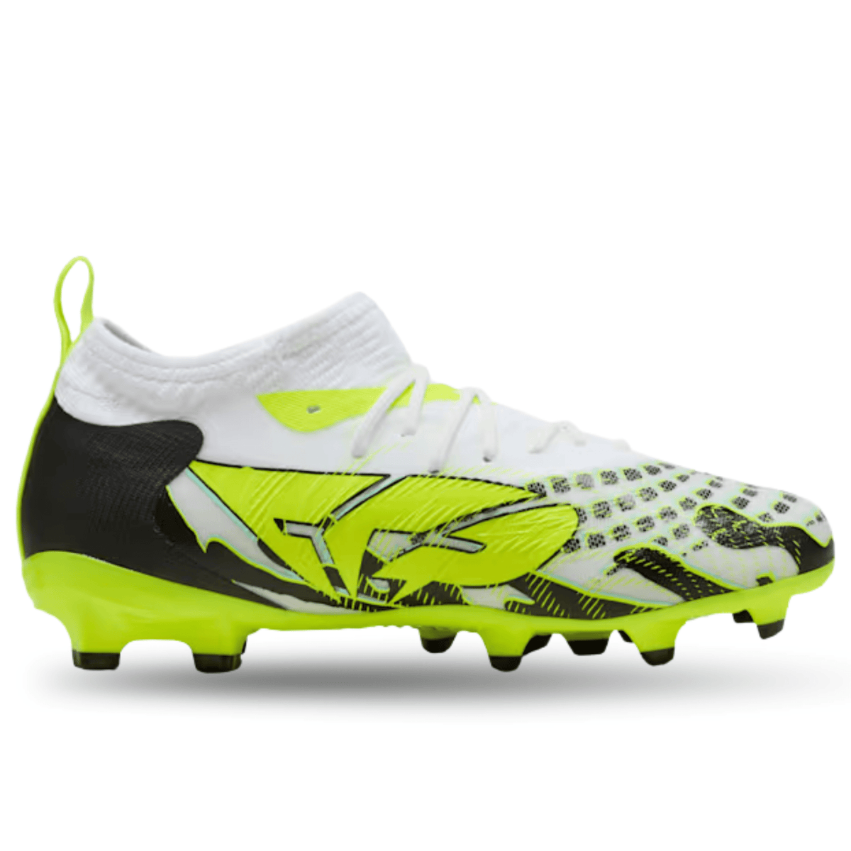 Puma Youth Jr. Future 9 Match Creativity FG/AG Soccer Cleats (Yellow Alert/Mint Jelly/White) | SoccerWearhouse