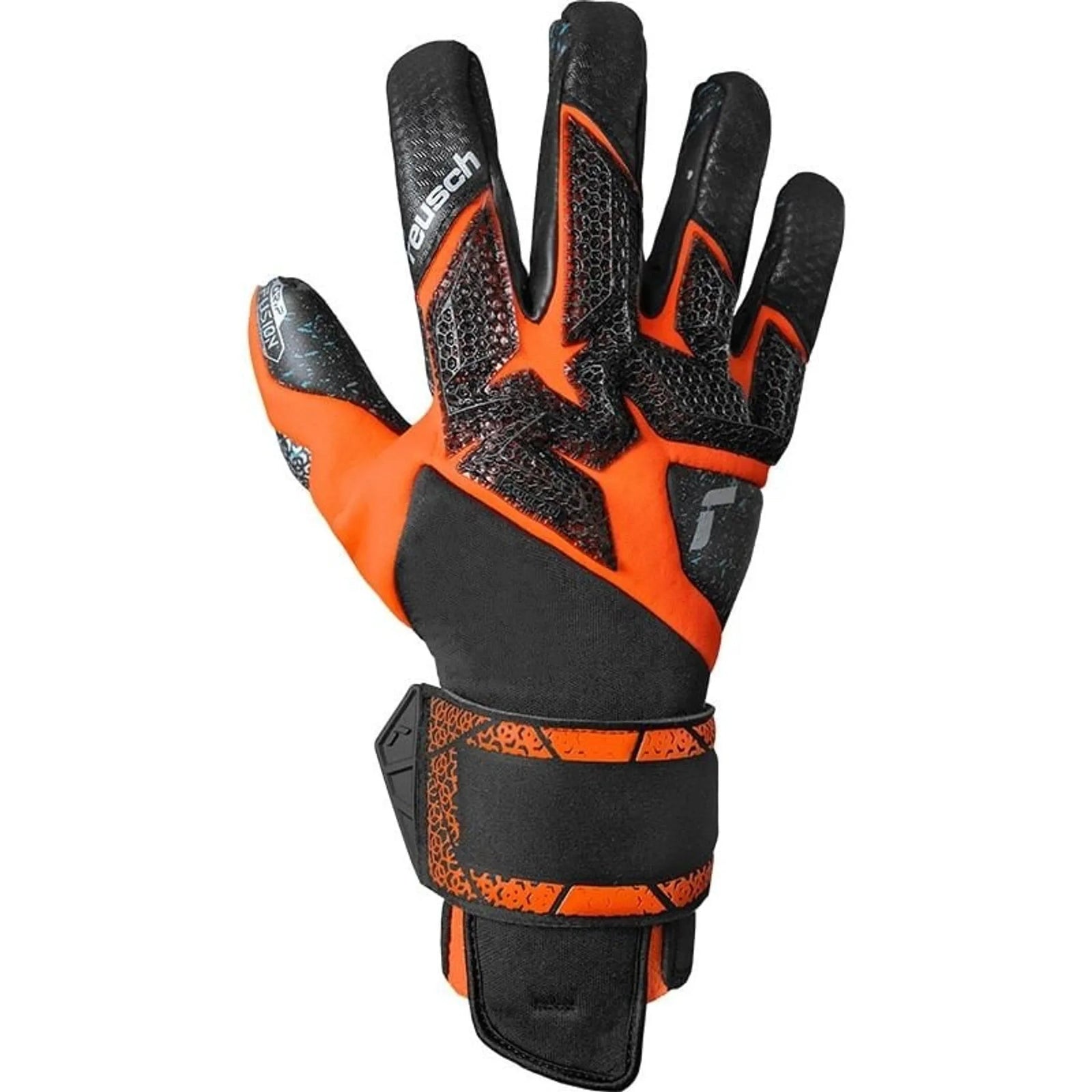 Reusch Attrakt Fusion Carbon 3D Goalkeeper Gloves (Black/Shocking Orange) | SoccerWearhouse