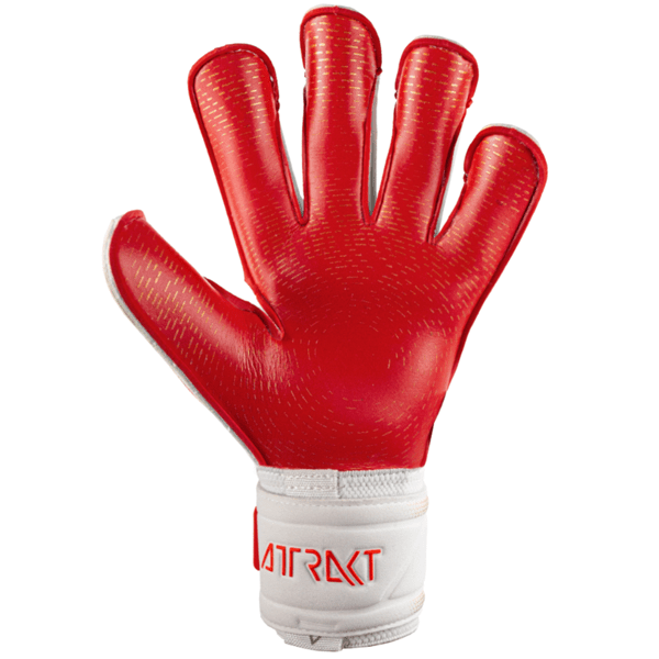 Reusch Attrakt Gold X Glue Print Ortho - Tec Goalkeeper Glove (White/Fiery Red) | SoccerWearhouse