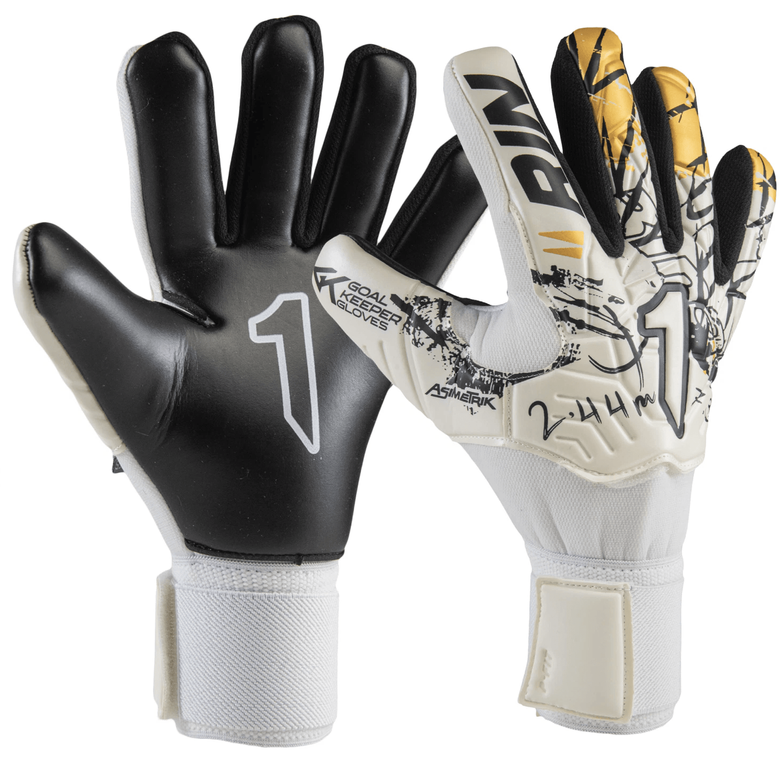 Rinat Asimetrik Training Spine GK Glove (White/Gold) | SoccerWearhouse