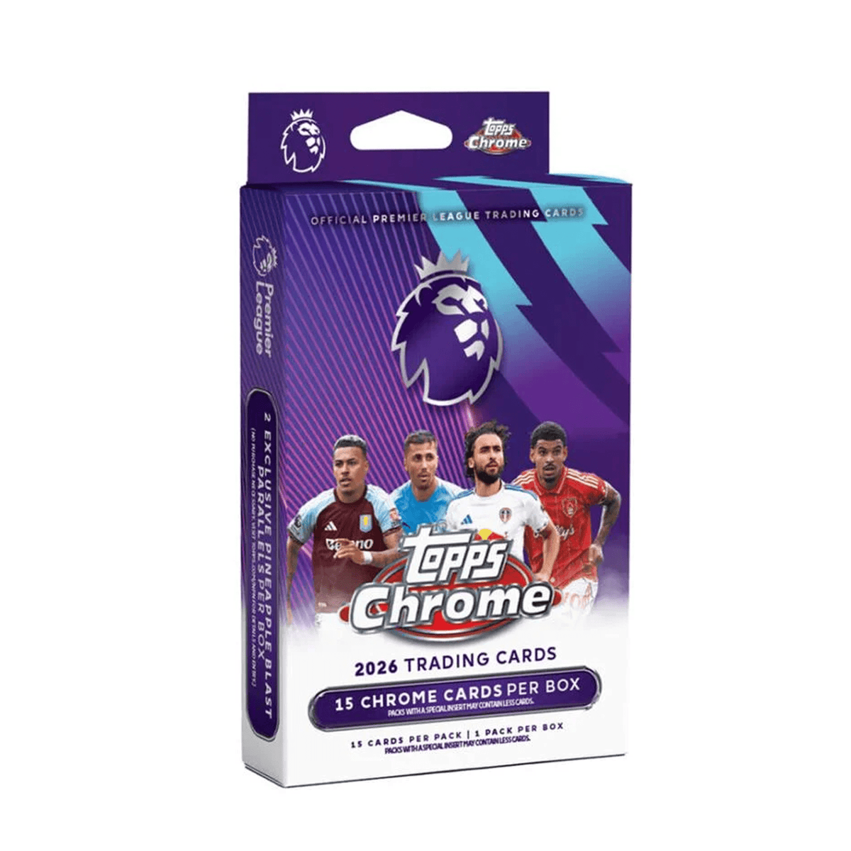 Topps Chrome 2026 Premier League Trading Cards Hanger Box (28 Cards) | SoccerWearhouse