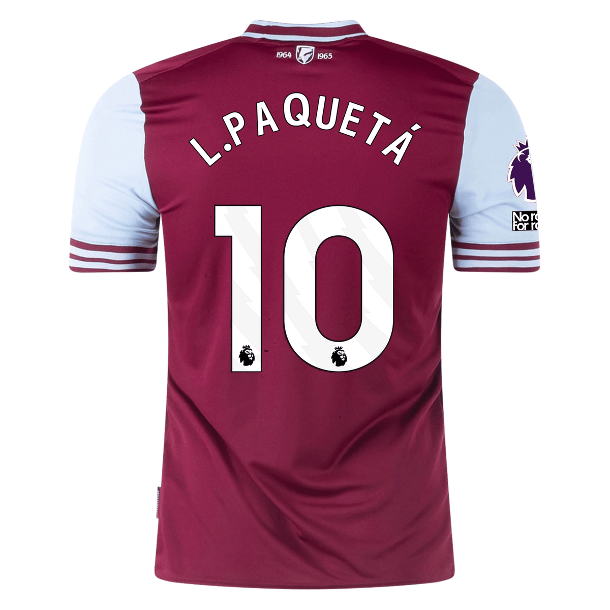 Umbro West Ham Lucas Paqueta Home Jersey w/ EPL + No Room For Racism Patches 24/25 (Maroon/Sky Blue) | SoccerWearhouse
