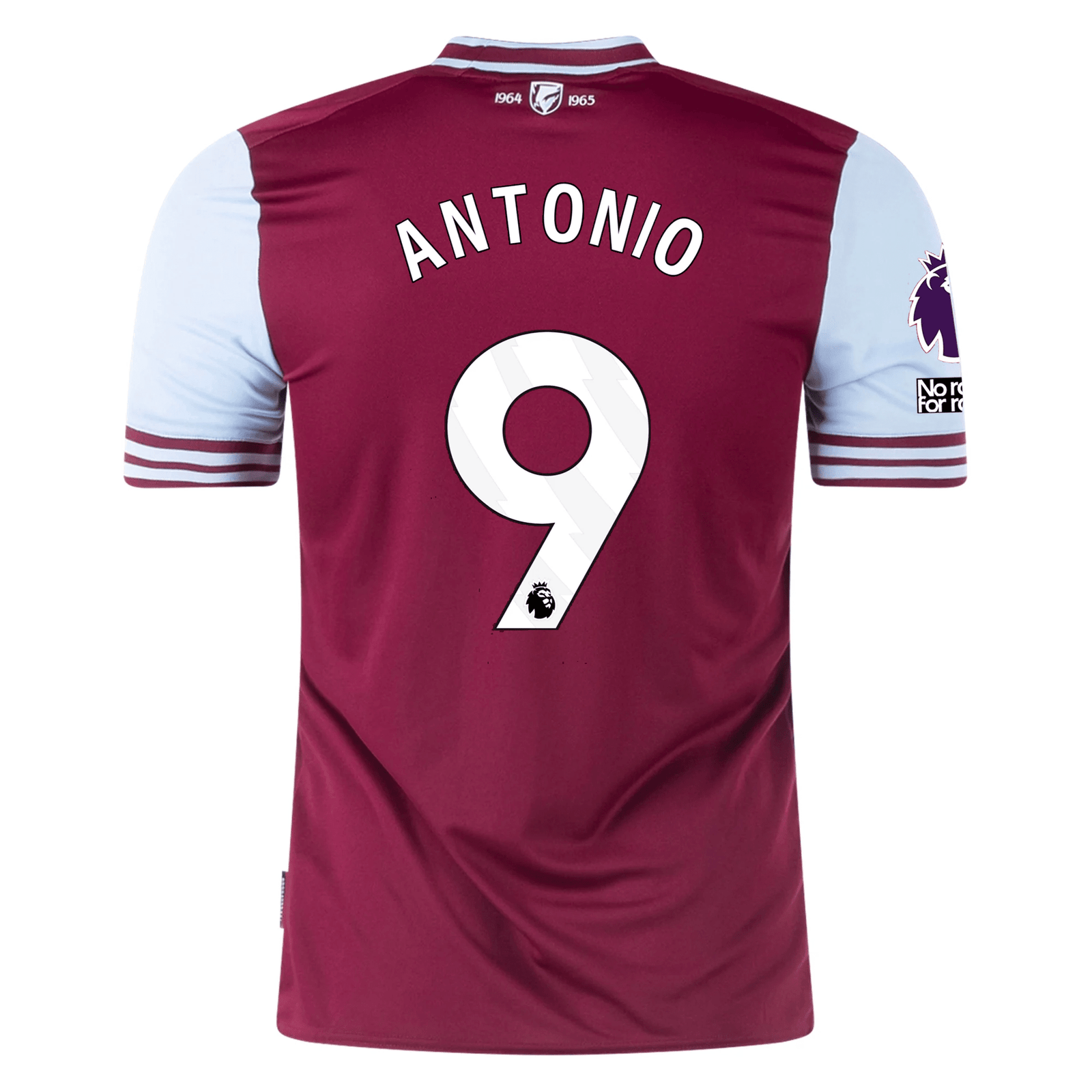 Umbro West Ham Michail Antonio Home Jersey w/ EPL + No Room For Racism Patches 24/25 (Maroon/Sky Blue) | SoccerWearhouse
