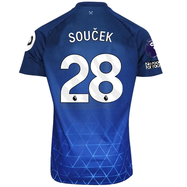 Umbro West Ham Tomas Soucek Third Jersey w/ EPL + No Room For Racism Patches 23/24 (Navy/Sky Blue) | SoccerWearhouse
