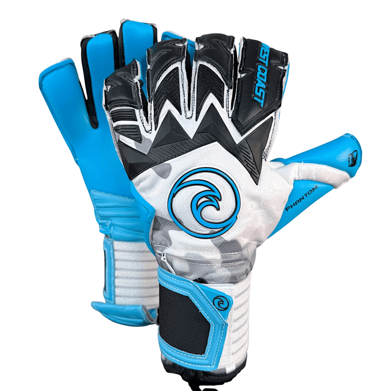 West Coast Phantom Cascade Goalkeeper Gloves (Black/Blue/White) | SoccerWearhouse