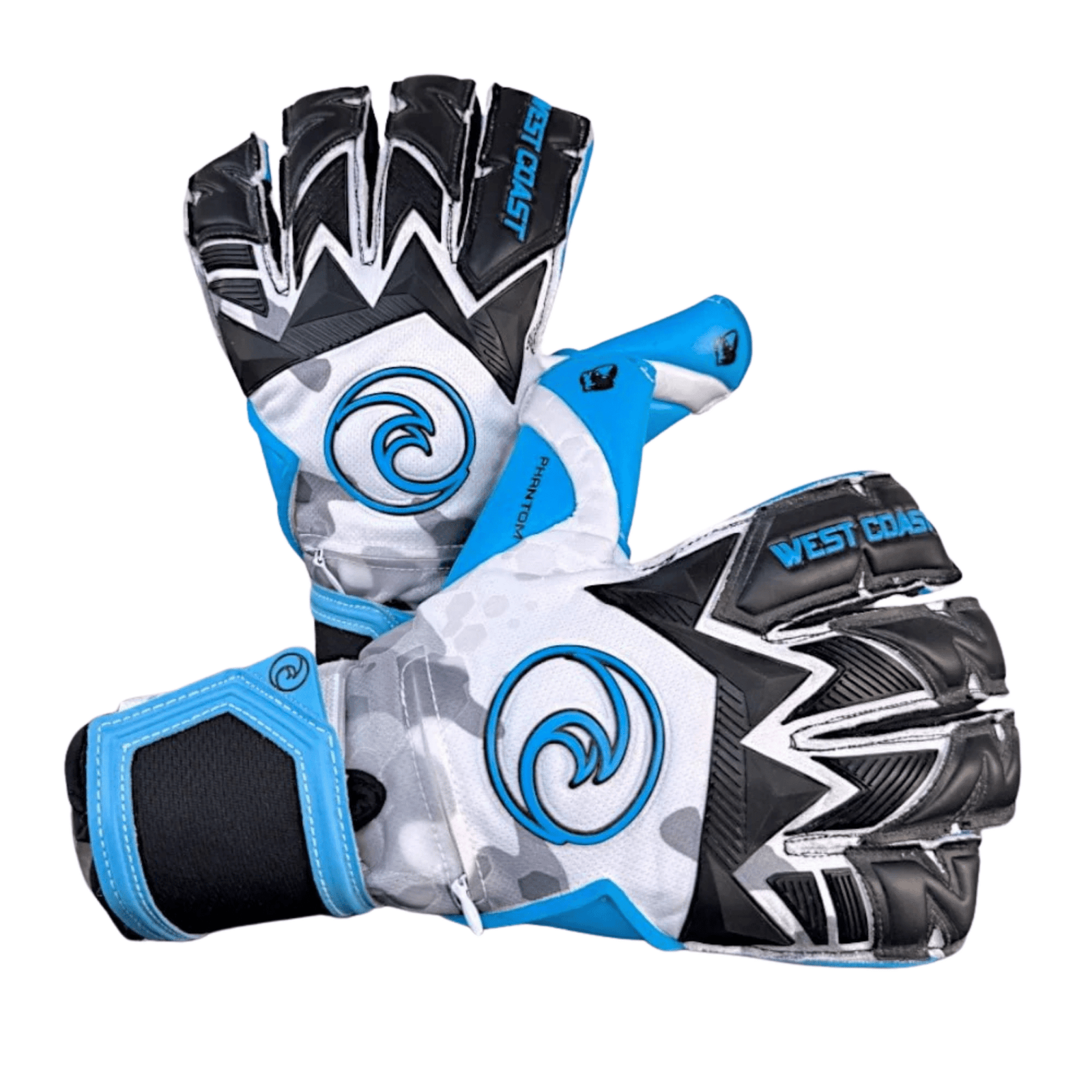 West Coast Phantom Cascade Goalkeeper Gloves (Black/Blue/White) | SoccerWearhouse