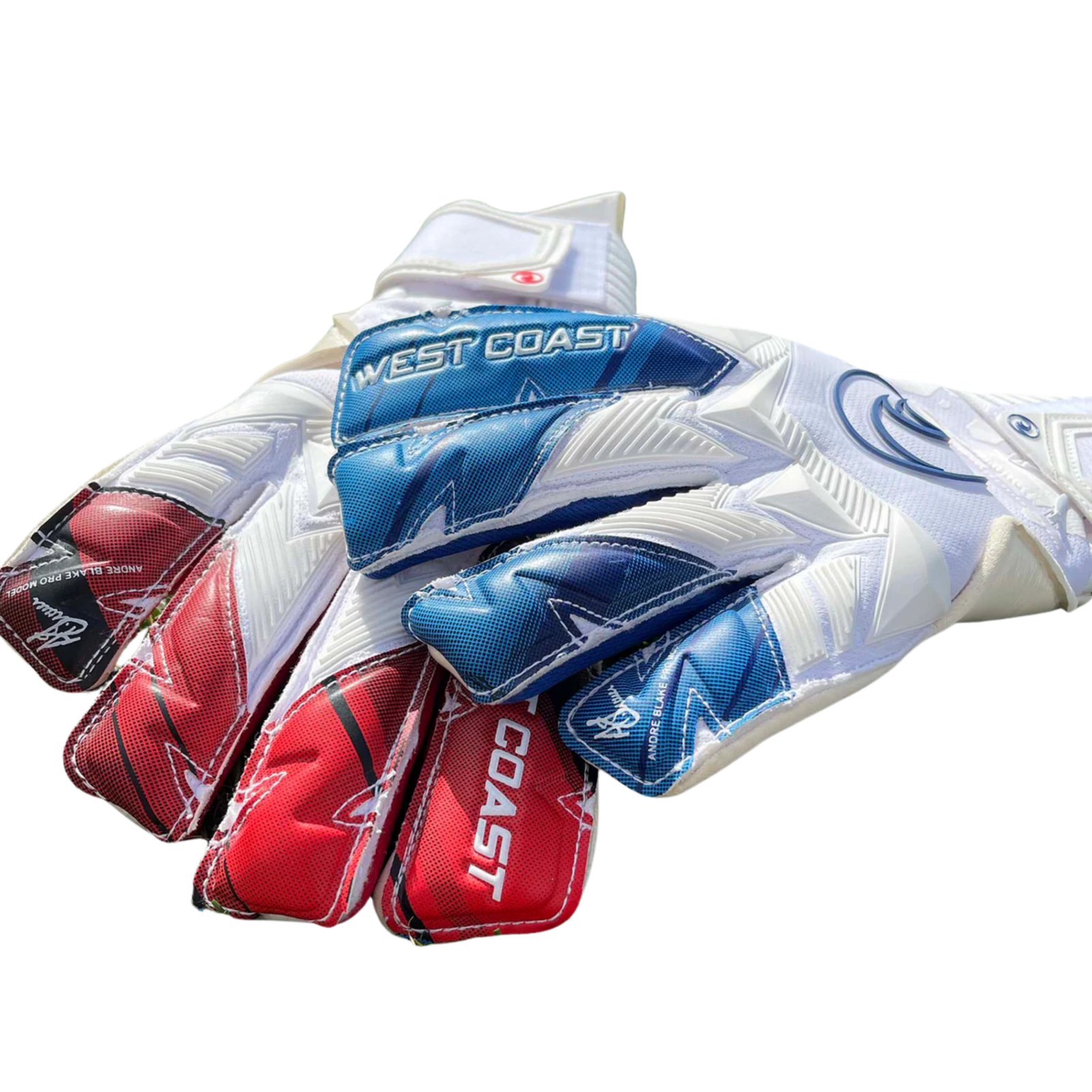 West Coast Phantom Fire and Ice Goalkeeper Gloves (White/Red/Blue) | SoccerWearhouse