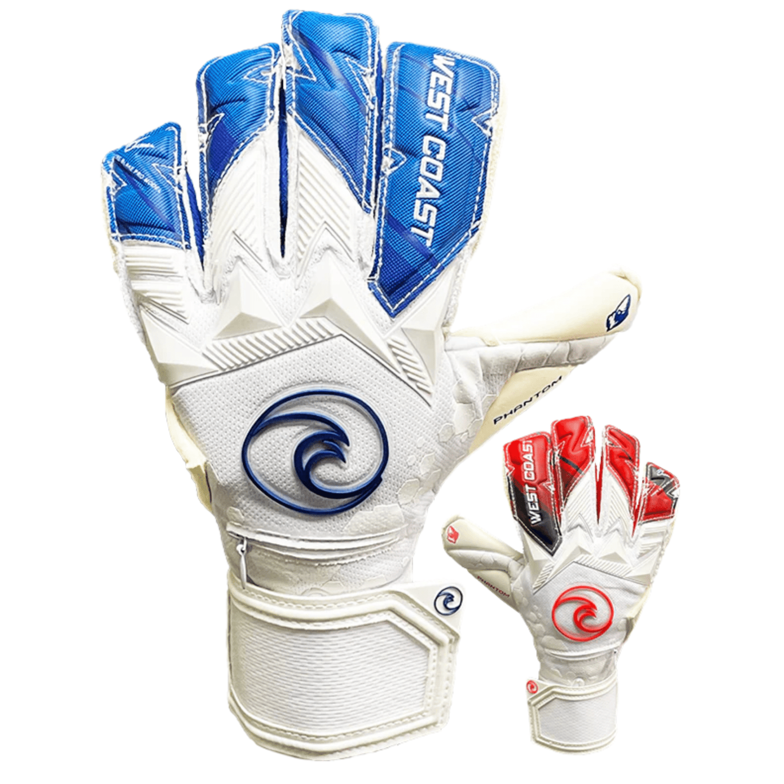West Coast Phantom Fire and Ice Goalkeeper Gloves (White/Red/Blue) | SoccerWearhouse