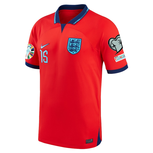 Nike England Eric Dier Away Jersey 22/23 w/ Euro Qualifier Patches (Challenge Red/Blue Void)