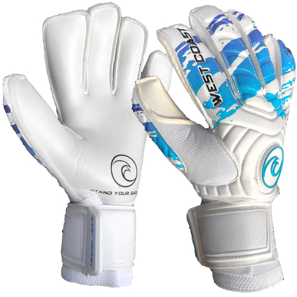 West Coast Spyder X Pacifica Goalkeeper Gloves (White/Blue) | Soccer Wearhouse