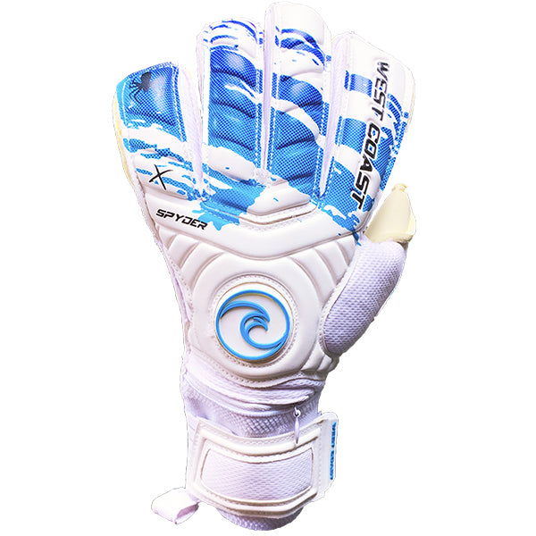 West Coast Spyder X Pacifica Goalkeeper Gloves (White/Blue) | Soccer Wearhouse