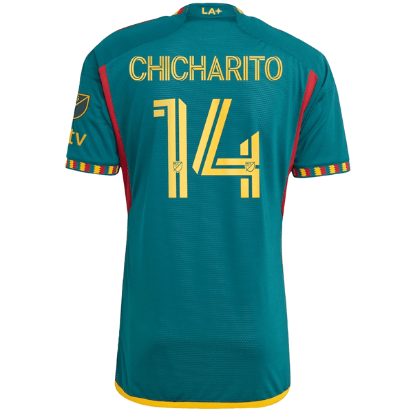 adidas La Galaxy Authentic Chicharito Away Jersey w/ MLS + Apple TV Patch 23/24 (Green/Yellow) | SoccerWearhouse