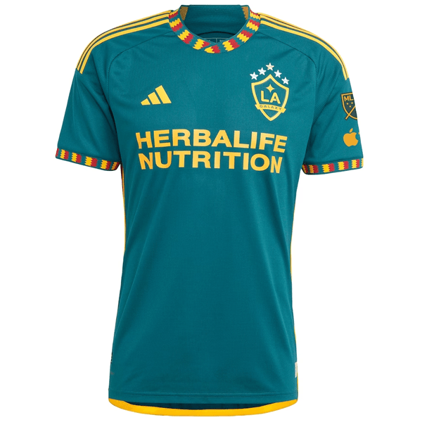adidas La Galaxy Authentic Chicharito Away Jersey w/ MLS + Apple TV Patch 23/24 (Green/Yellow) | SoccerWearhouse
