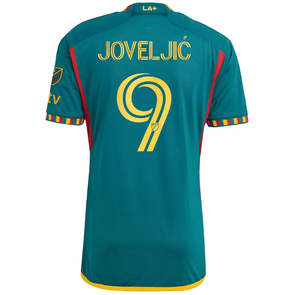 adidas La Galaxy Authentic Joveljic Away Jersey w/ MLS + Apple TV Patch 23/24 (Green/Yellow) | SoccerWearhouse