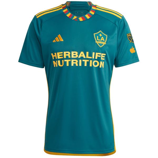 adidas LA Galaxy Away Jersey w/ MLS + Apple TV Patches 23/24 (Green/Yellow) | SoccerWearhouse