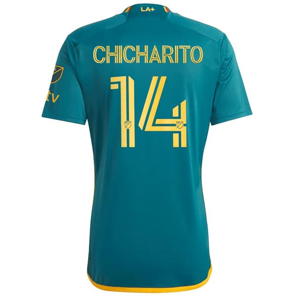 adidas LA Galaxy Chicharito Away Jersey w/ MLS + Apple TV Patches 23/24 (Green/Yellow) | SoccerWearhouse