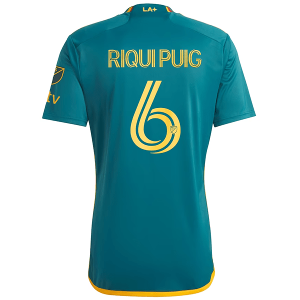 adidas LA Galaxy Riqui Puig Away Jersey w/ MLS + Apple TV Patches 23/24 (Green/Yellow) | SoccerWearhouse