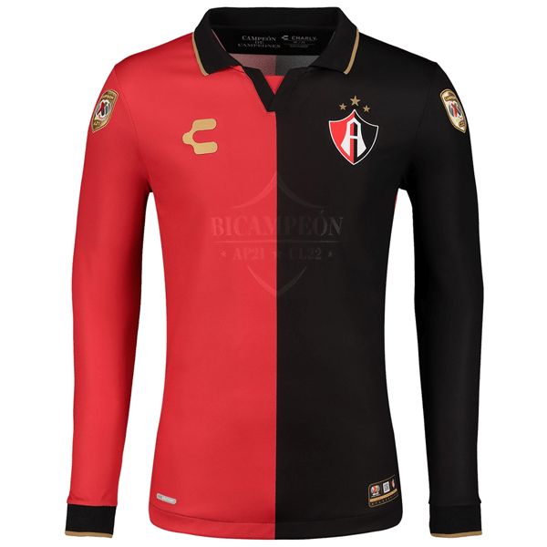 Charly Atlas Bicampeon Long Sleeve Jersey 22/23 (Red/Black) | SoccerWearhouse