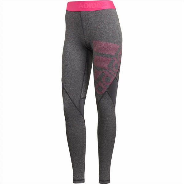 adidas Womens Alphaskin Leggings (Dark Grey/Real Magenta) | Soccer Wearhouse