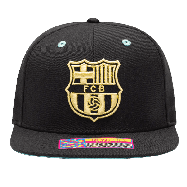 Fan Ink Barcelona Ice Cream Snapback Hat (Black/Gold) | SoccerWearhouse