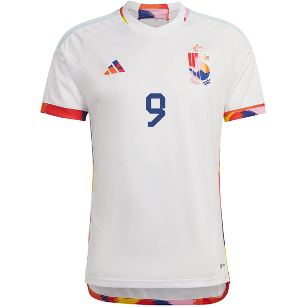 adidas Belgium Romelu Lukaku Away Jersey 22/23 (White/Multi) | SoccerWearhouse
