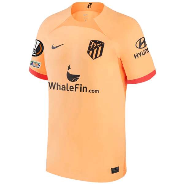 Nike Atletico Madrid Third Jersey w/ Europa League Patches 22/23 (Peach Cream/Atomic Orange/Black) | SoccerWearhouse