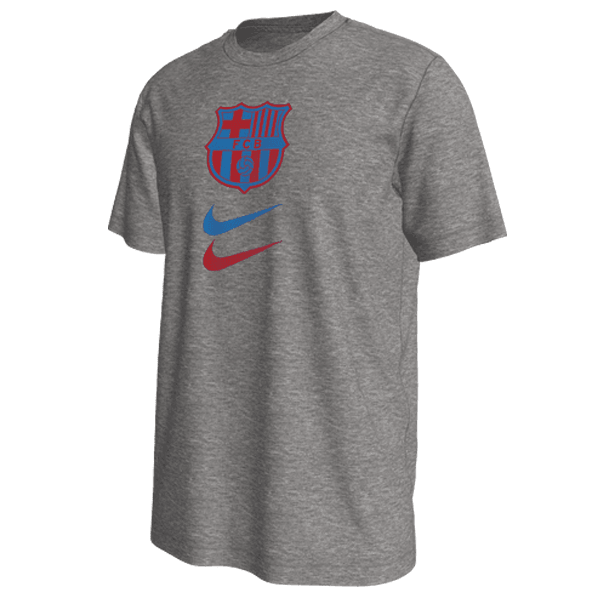 Nike Barcelona Crest Swoosh T-Shirt (Dark Heather Grey) | SoccerWearhouse