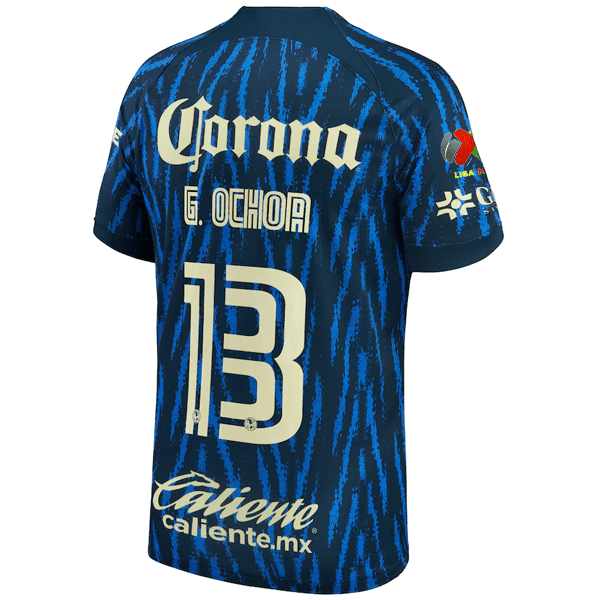 Nike Club America Guillermo Ochoa Away Jersey w/ Liga MX Patch 22/23 (Armory Navy/Lemon Chiffon) | SoccerWearhouse