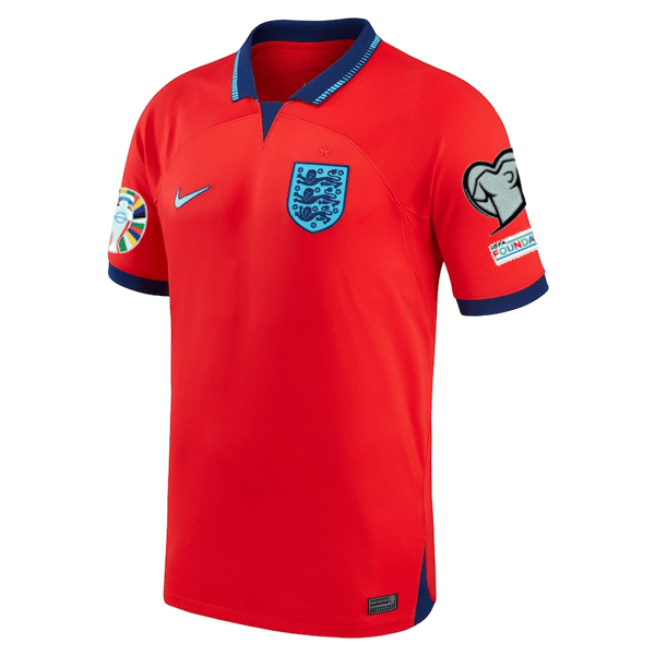 Nike England Away Jersey 22/23 w/ Euro Qualifier Patches (Challenge Red/Blue Void) | SoccerWearhouse
