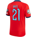 Nike England Ben White Away Jersey 22/23 w/ Euro Qualifier Patches (Challenge Red/Blue Void)