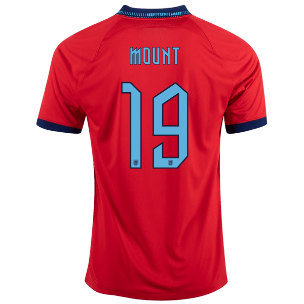Nike England Mason Mount Away Jersey 22/23 (Challenge Red/Blue Void) | SoccerWearhouse