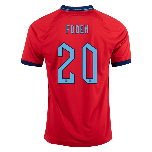 Nike England Phil Foden Away Jersey 22/23 (Challenge Red/Blue Void) | SoccerWearhouse