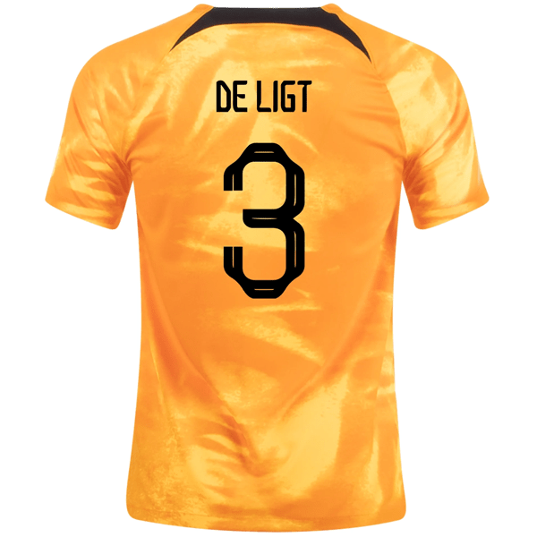 Nike Netherlands De Ligt Home Jersey 22/23 (Laser Orange/Black) | SoccerWearhouse