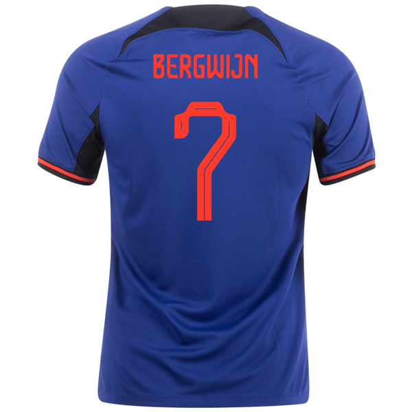 Nike Netherlands Steven Bergwijn Away Jersey 22/23 (Deep Royal/Habanero Red) | SoccerWearhouse