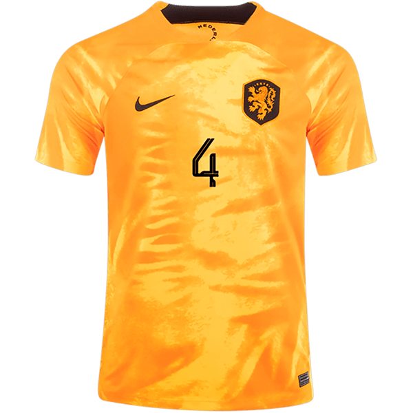 Nike Netherlands Virgil Van Dijk Home Jersey 22/23 (Laser Orange/Black) | SoccerWearhouse