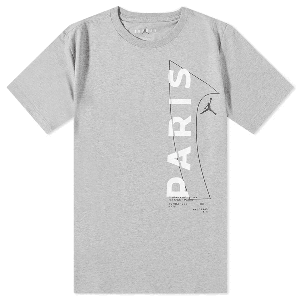 Nike Paris Saint-Germain Woodmark T-Shirt 22/23 (Dark Grey Heather) | SoccerWearhouse