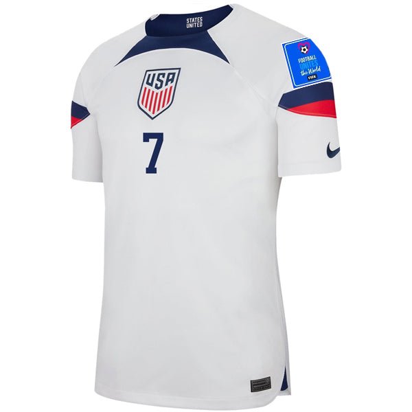 Nike United States Authentic Match Gio Reyna Home Jersey 22/23 w/ World Cup 2022 Patches (White/Loyal Blue) | SoccerWearhouse