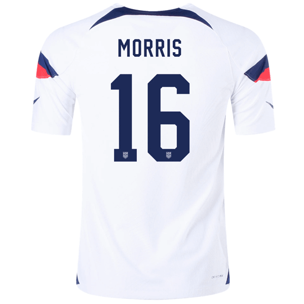 Nike United States Authentic Match Jordan Morris Home Jersey 22/23 (White/Loyal Blue) | SoccerWearhouse