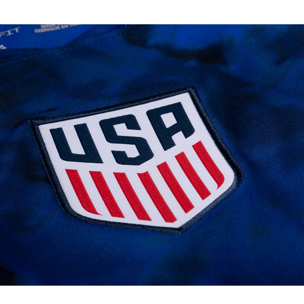 Nike United States Brendon Aaronson Away Jersey 22/23 w/ World Cup 2022 Patches (Bright Blue/White) | SoccerWearhouse