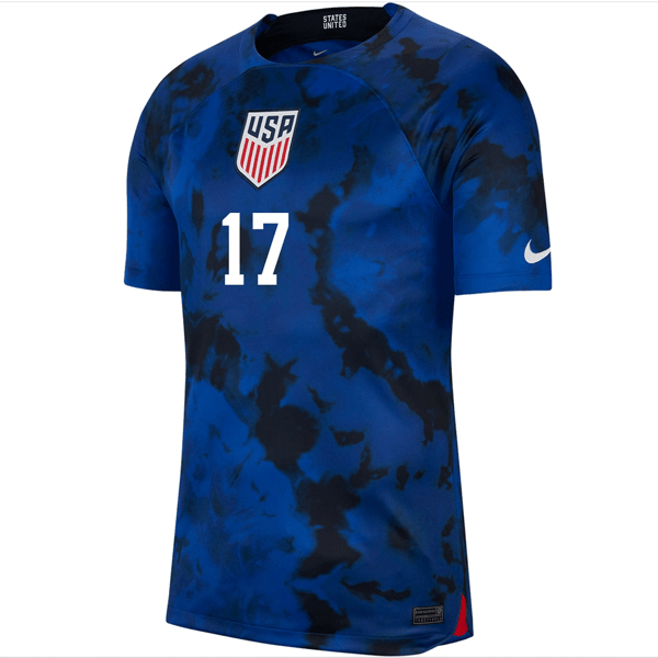 Nike United States Jordan Pefok Authentic Match Away Jersey 22/23 (Bright Blue/White) | SoccerWearhouse