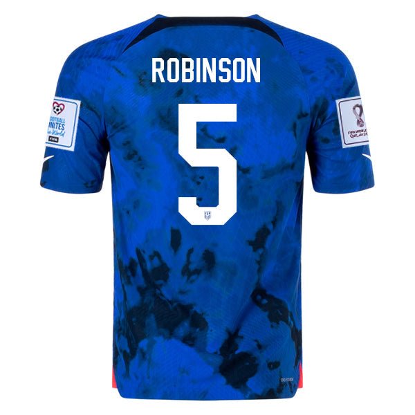 Nike United States Josh Sargent Authentic Match Away Jersey 22/23 w/ World Cup 2022 Patches (Bright Blue/White) | SoccerWearhouse