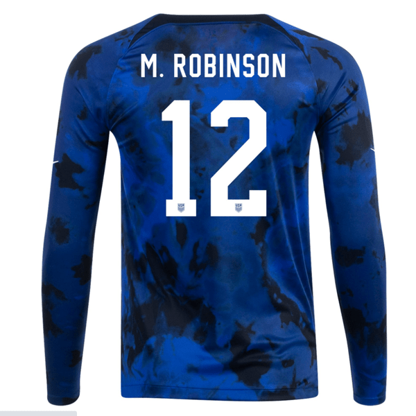 Nike United States Miles Robinson Long Sleeve Away Jersey 22/23 (Bright Blue/White) | SoccerWearhouse