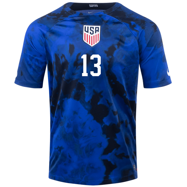Nike United States Tim Ream Away Jersey 22/23 (Bright Blue/White) | SoccerWearhouse