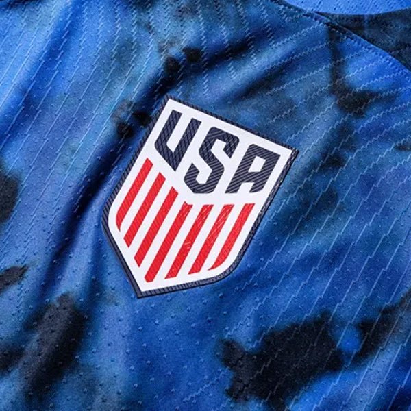 Nike United States Weston Mckennie Authentic Match Away Jersey 22/23 w/ World Cup 2022 Patches (Bright Blue/White) | SoccerWearhouse