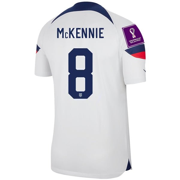 Nike United States Weston McKennie Authentic Match Home Jersey 22/23 w/ World Cup 2022 Patches (White/Loyal Blue) | SoccerWearhouse
