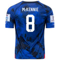 Nike United States Weston Mckennie Away Jersey 22/23 w/ World Cup 2022 Patches (Bright Blue/White)