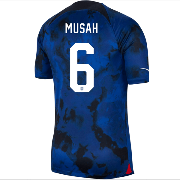 Nike United States Yunus Musah Authentic Match Away Jersey 22/23 (Bright Blue/White) | SoccerWearhouse